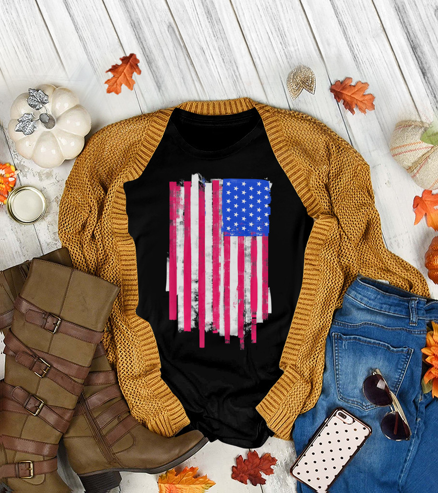 American Distressed USA Flag Patriotic T-Shirt