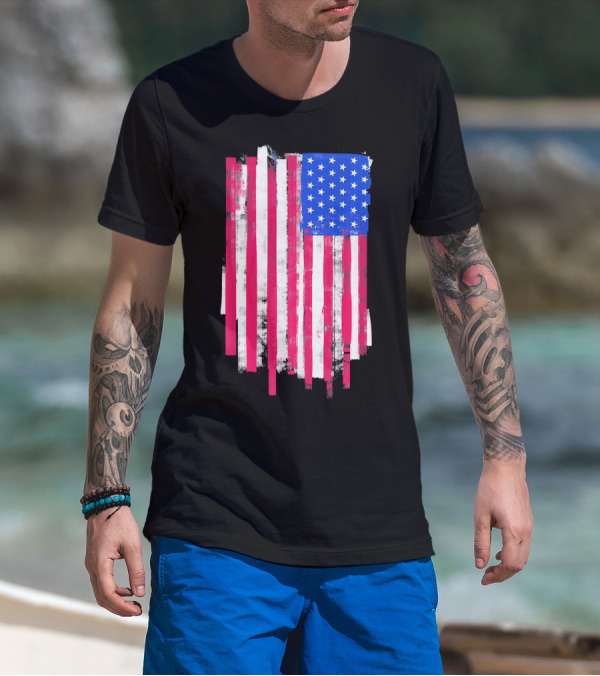 American Distressed USA Flag Patriotic T-Shirt