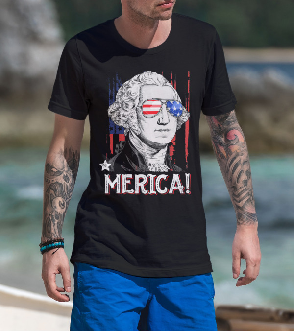 Star-Spangled George Washington Cool Shades Merica T-Shirt