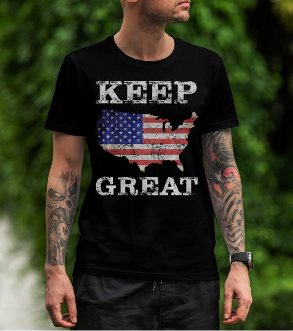 Keep America Great Vintage Patriot Map Flag T-Shirt