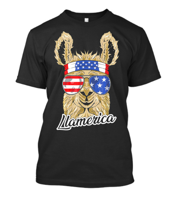 Llamerica American Llama USA Flag Sunglasses Patriot Headband T-Shirt