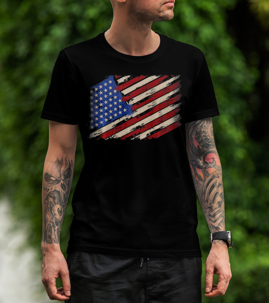 Distressed American US Flag Vintage Retro T-Shirt
