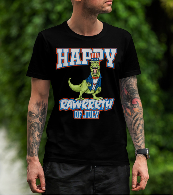 HAPPY RAWRRRTH OF JULY T REX DINOSAUR UNCLE T-Shirt