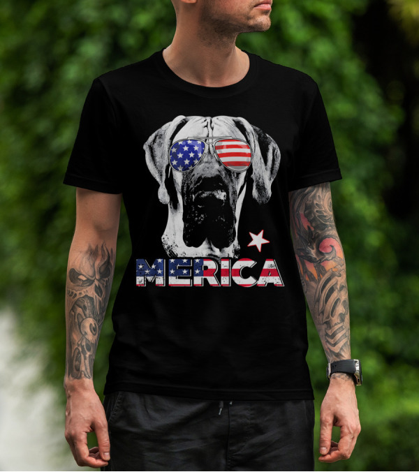 Great Dane 'Merica American Flag Sunglass Star T-Shirt