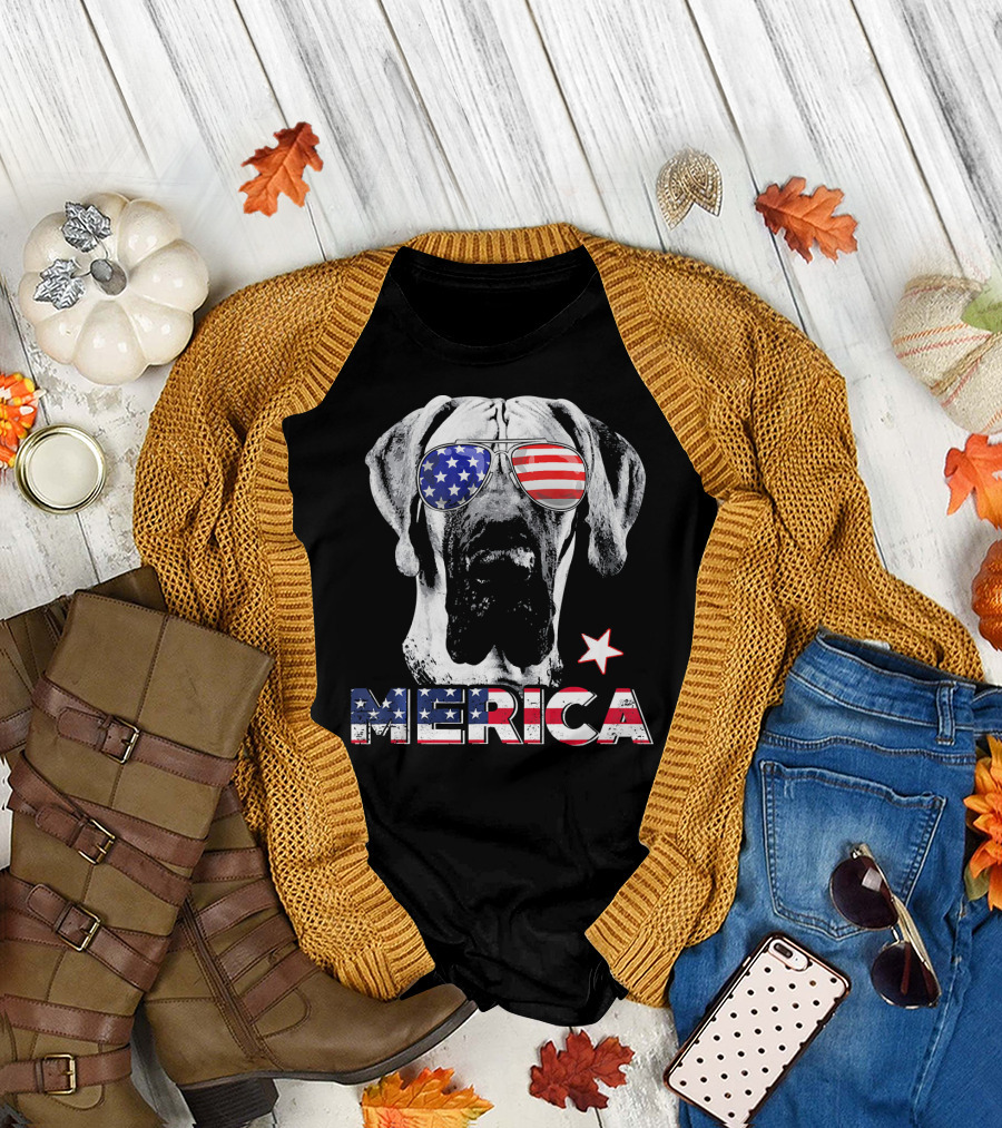 Great Dane 'Merica American Flag Sunglass Star T-Shirt