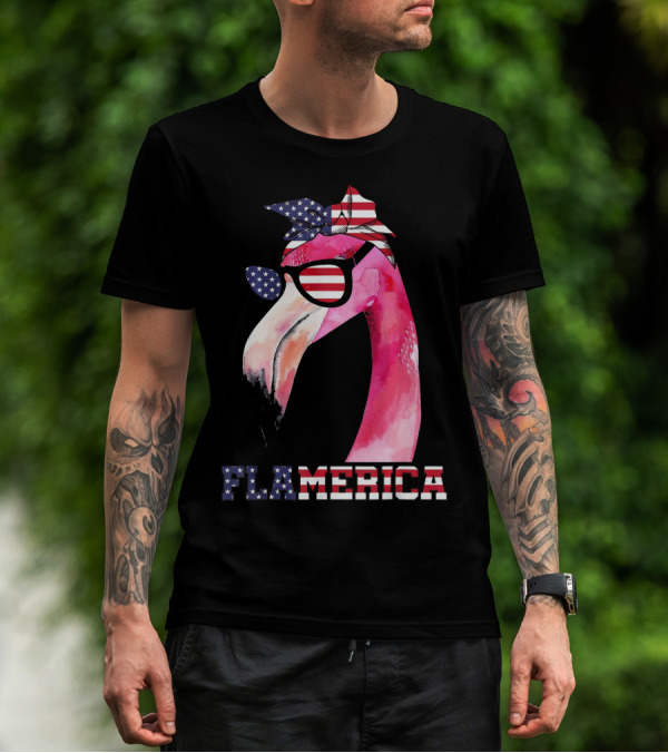 Flamerica Flamingo 4th Of July Funny Patriotic T-Shirt