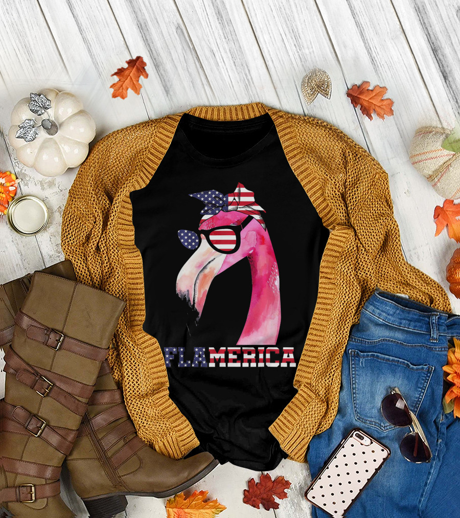 Flamerica Flamingo 4th Of July Funny Patriotic T-Shirt
