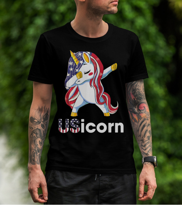 USA Flag Dabbing Unicorn USicorn Dress Stuff T-Shirt
