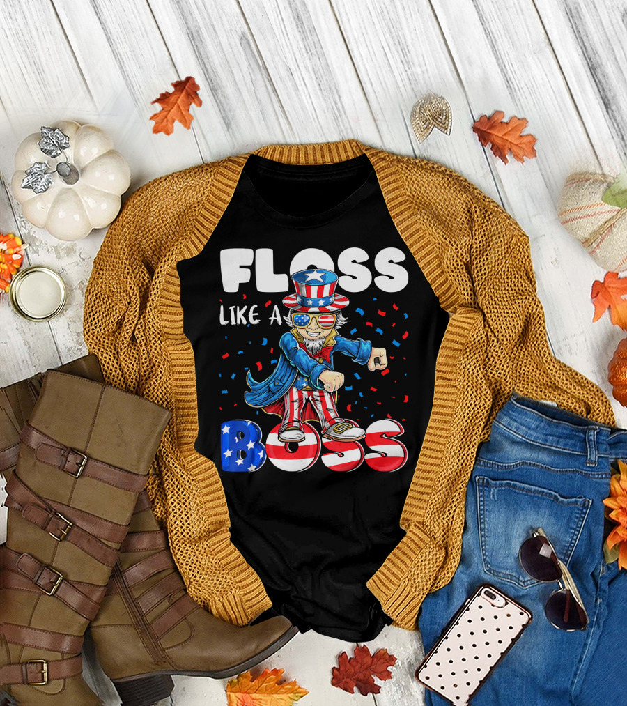 Floss Like a Boss Flossing Patriotic Uncle Sam Dance Moves T-Shirt