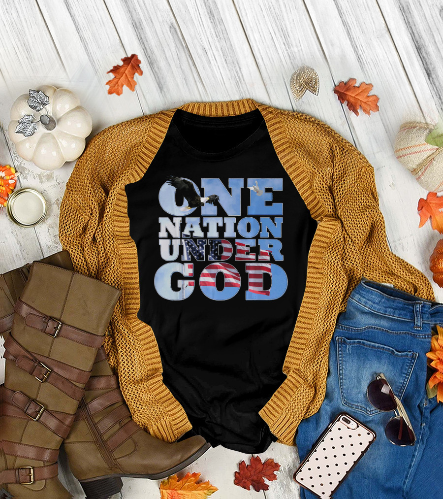One Nation Under God USA Flag Bald Eagle T-Shirt