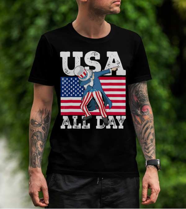 USA All Day Dabbing Uncle Sam 4th Of July T-Shirt