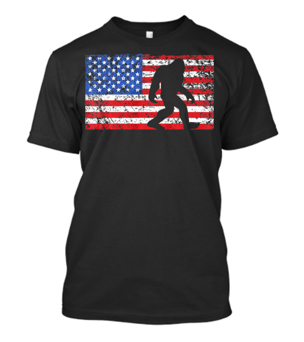 American Flag Bigfoot Silhouette T-Shirt