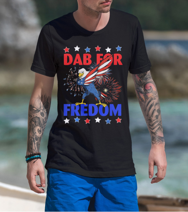 Dab For Freedom Patriotic Dabbing Eagle Firework Extravaganza T-Shirt