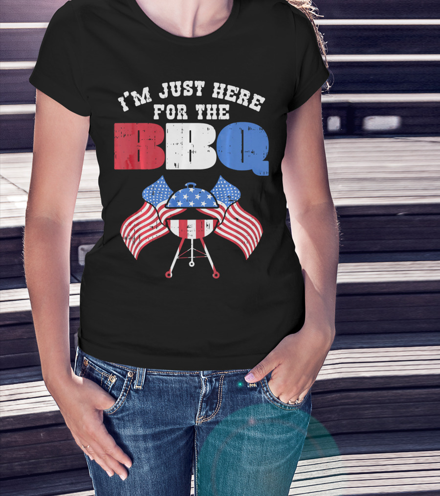 I’m Just Here For The BBQ American Flag Grill Fun T-Shirt
