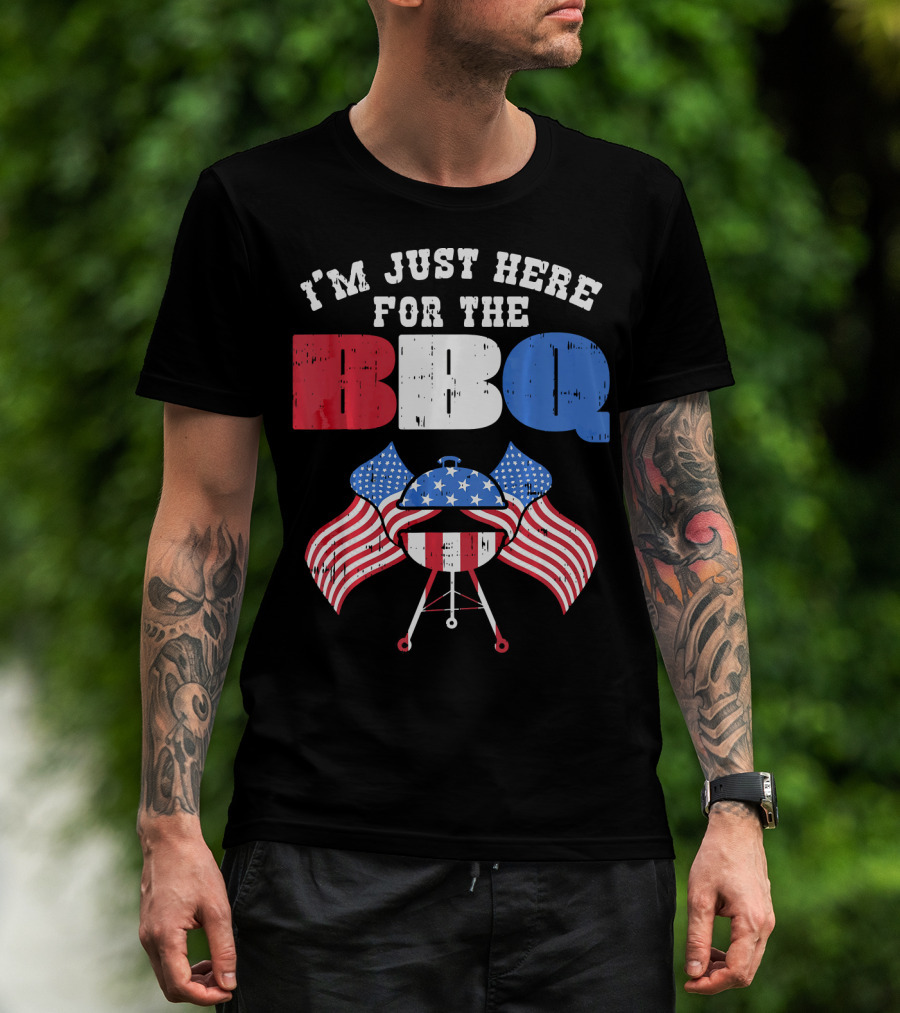 I’m Just Here For The BBQ American Flag Grill Fun T-Shirt