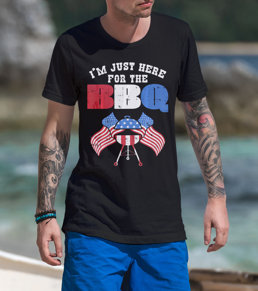 I’m Just Here For The BBQ American Flag Grill Fun T-Shirt
