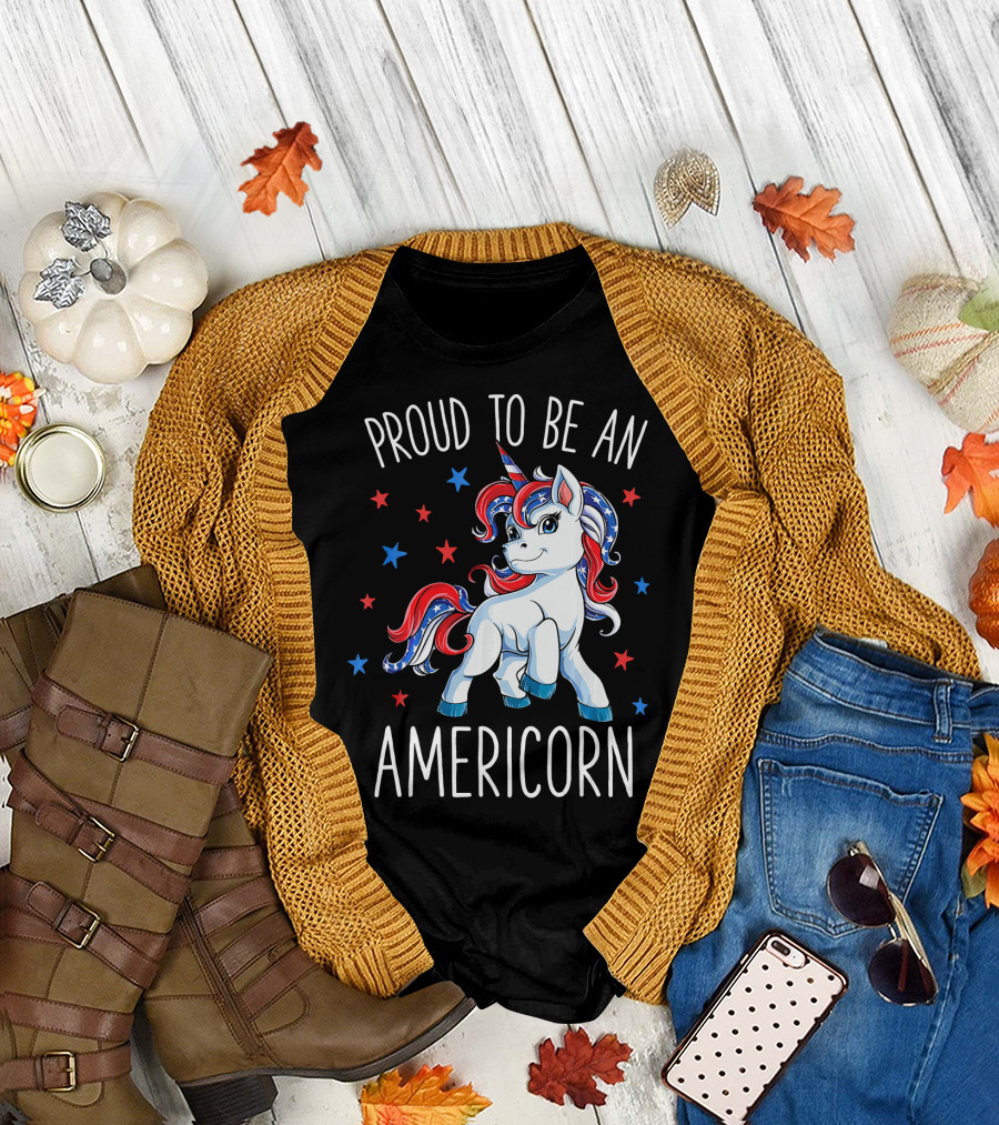Proud to Be an Americorn Unicorn 4th of July T-Shirt