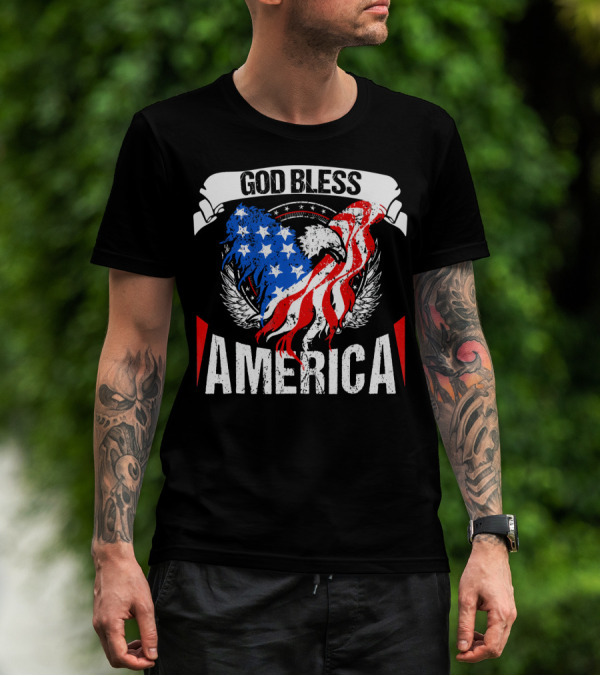 God Bless America Eagle Patriotic Stars And Stripes Wings T-Shirt