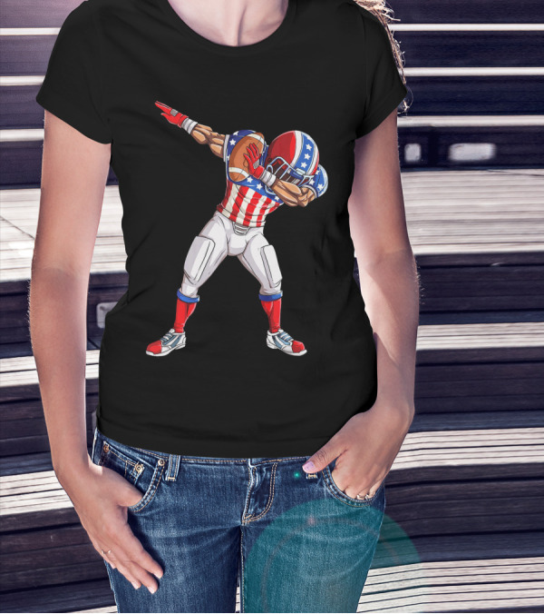 Patriotic Dabbing Football Player Fourth Of July T-Shirt