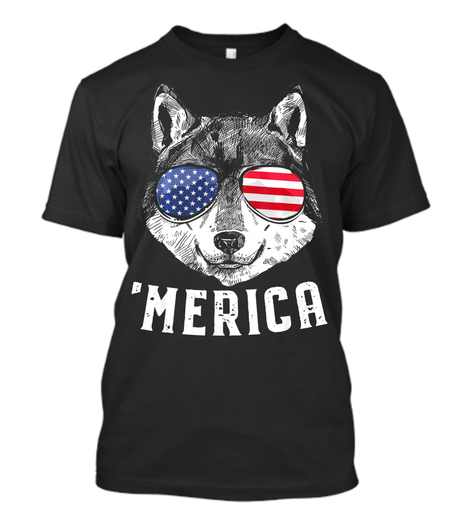 Patriotic Wolf American Flag Sunglasses 'Merica T-Shirt