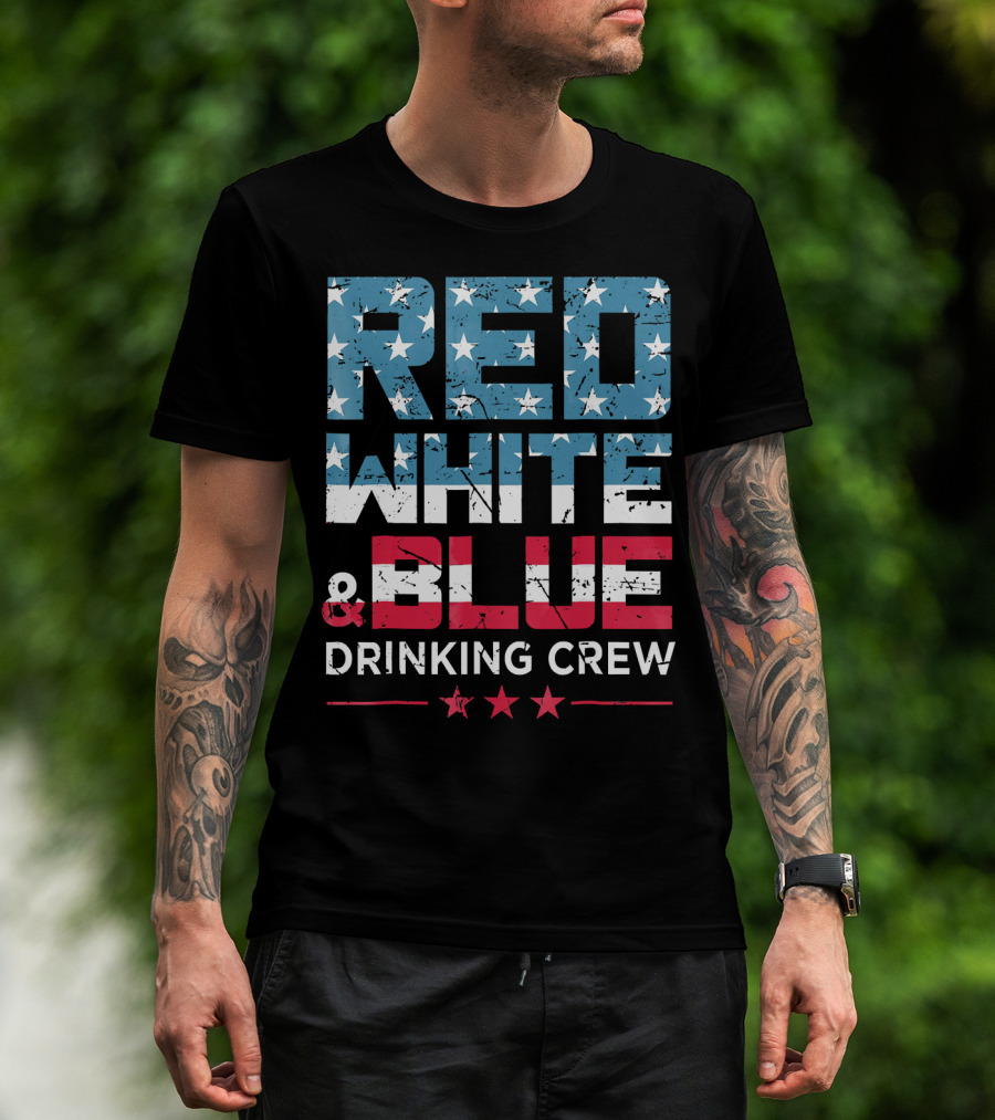 RED WHITE And BLUE DRINKING CREW T-Shirt