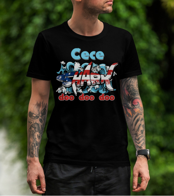 Cece Shark American Flag Doo Doo Doo T-Shirt