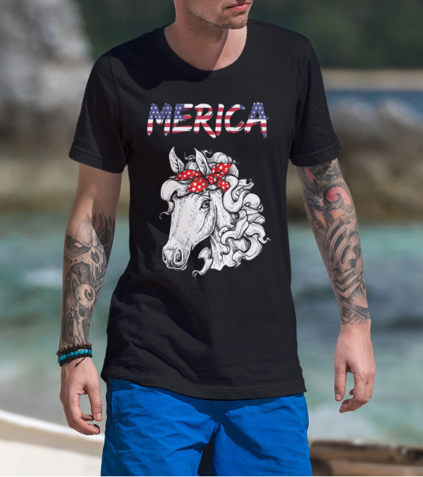 Merica Horse Bandana Independence Day T-Shirt