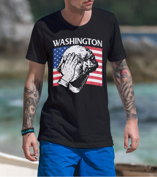 Washington Facepalm American Flag Background T-Shirt