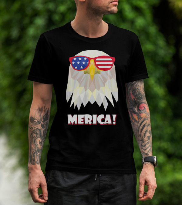 Merica Eagle With American Flag Sunglasses T-Shirt
