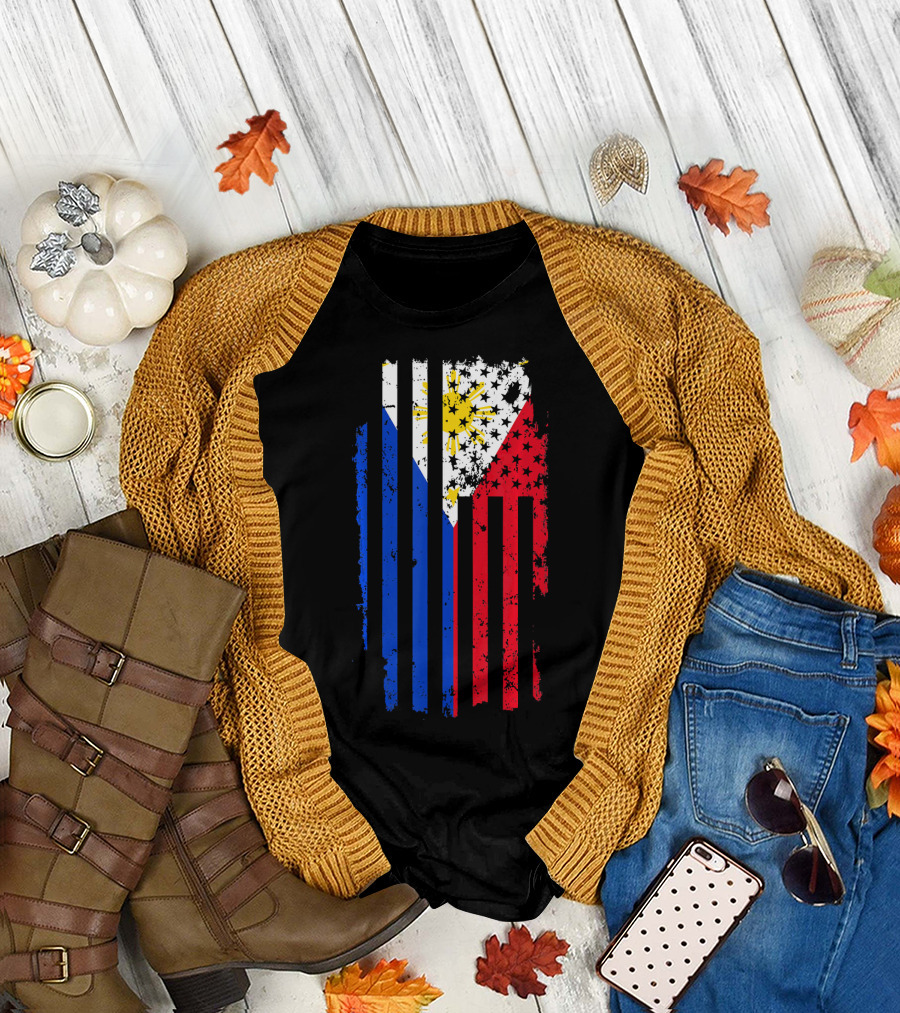 USA US Flag 4th Of July Filipino Philippine-American Stars and Stripes Fusion T-Shirt