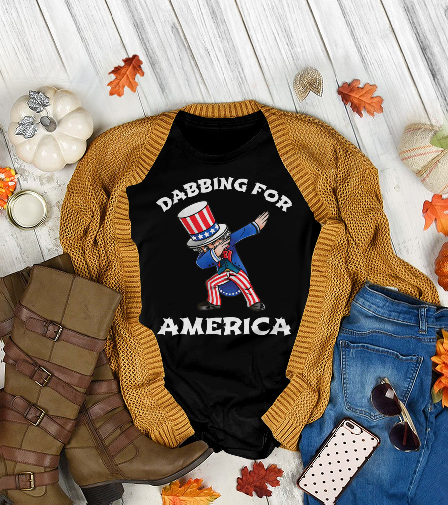 Dabbing For America 4th Of July Kids Uncle Sam T-Shirt