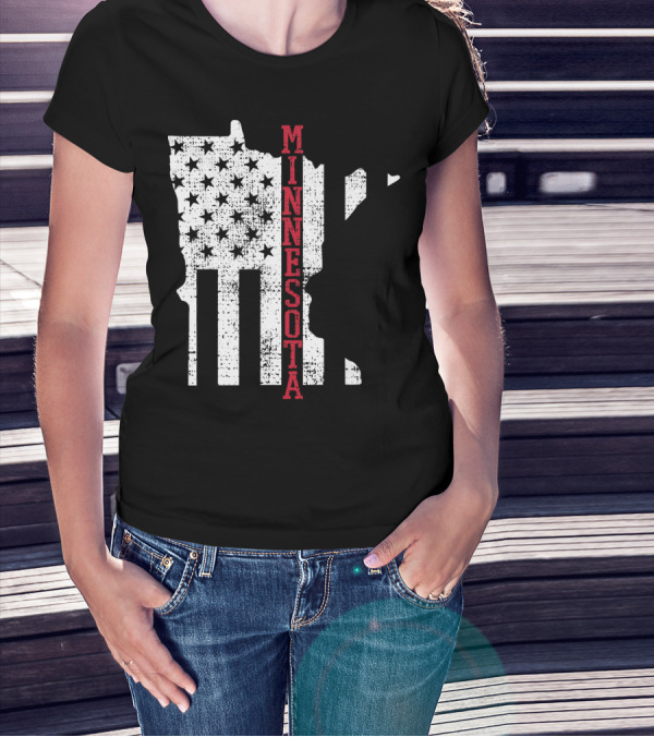 Minnesota USA Flag Vintage Retro America State Map T-Shirt