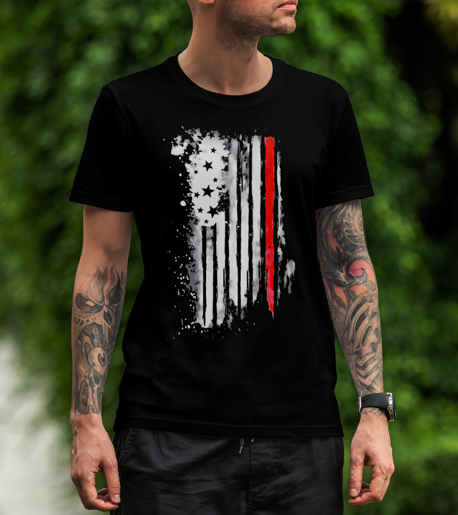 Thin Red Line American Flag Firefighter Fir USA T-Shirt