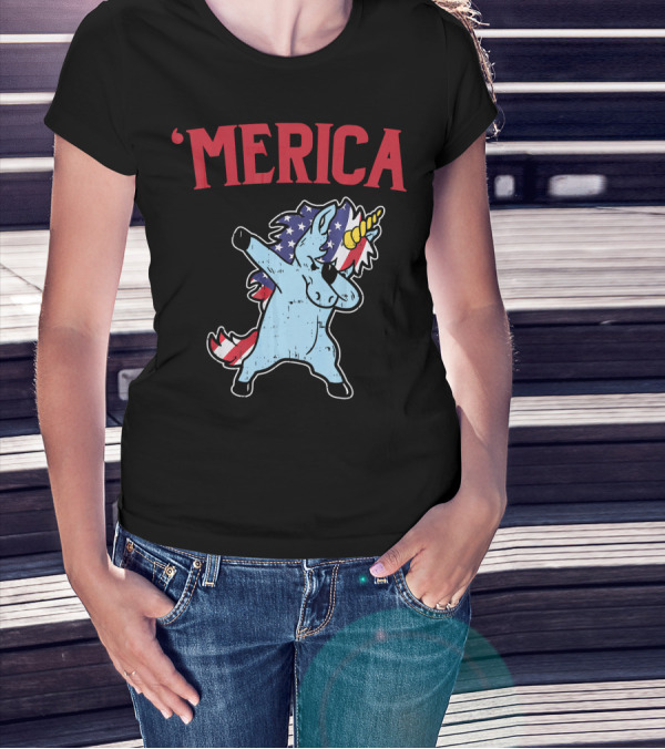 'Merica Unicorn Dabbing Americorn U T-Shirt