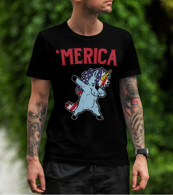 'Merica Unicorn Dabbing Americorn U T-Shirt