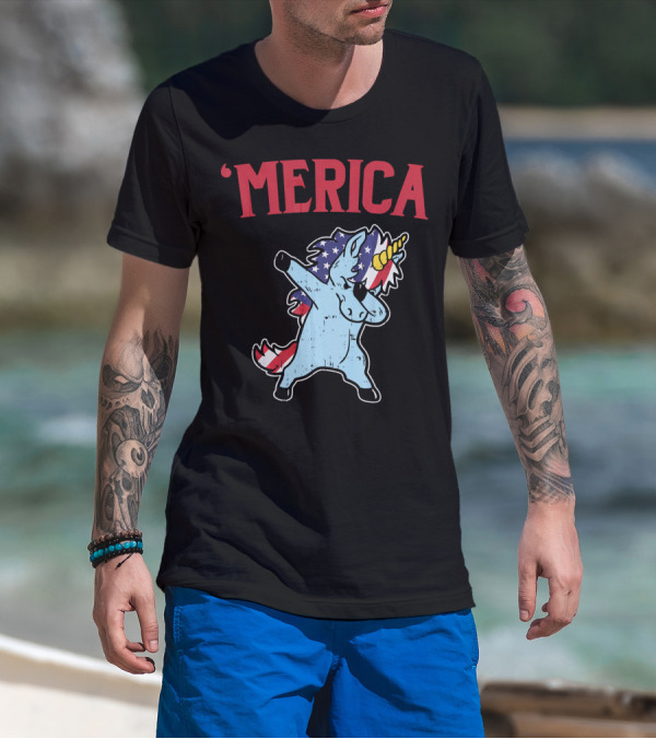 'Merica Unicorn Dabbing Americorn U T-Shirt