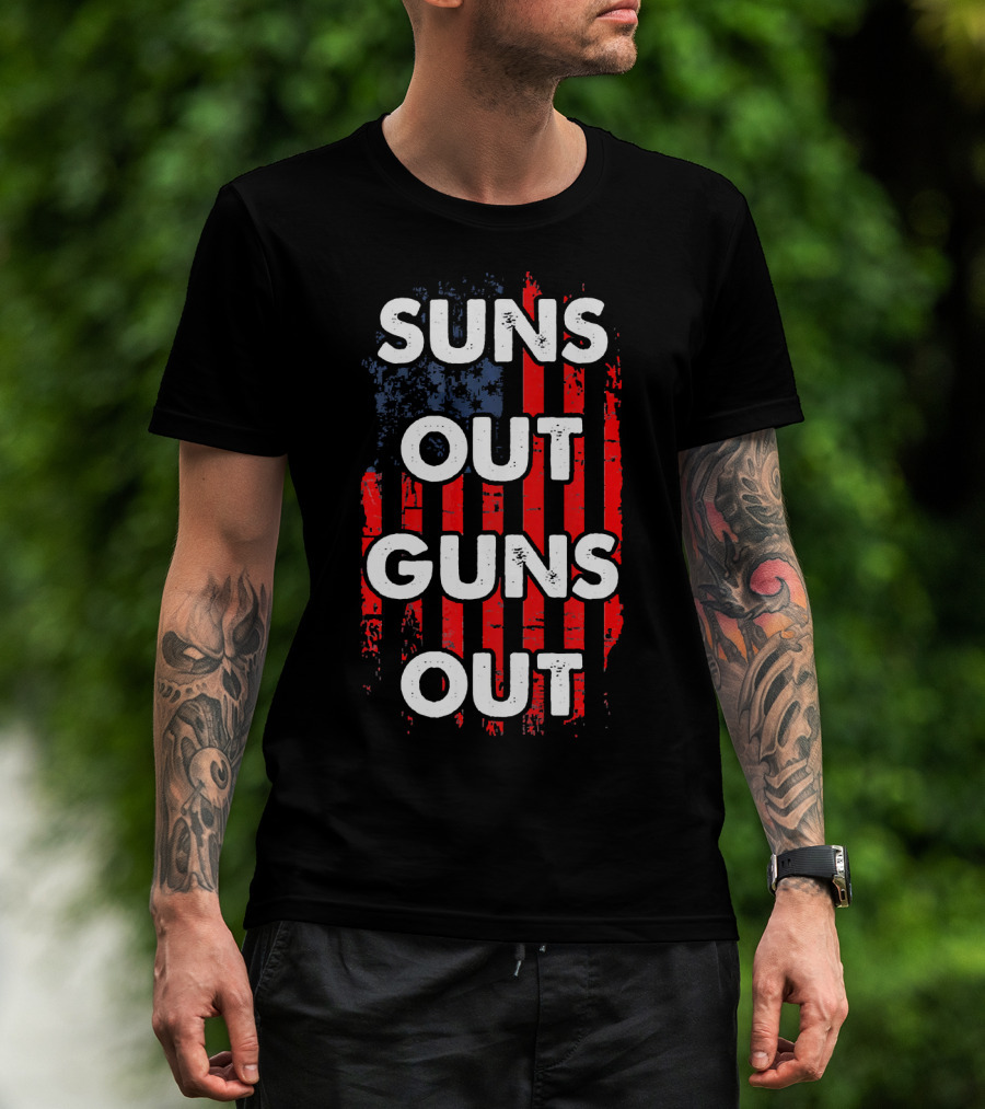 Suns Out Guns Out USA Flag Suns T-Shirt