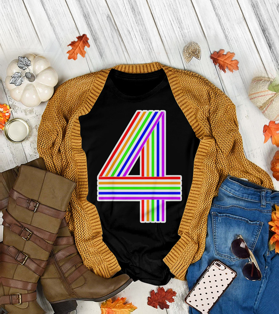 Kids Happy Family Clothing Rainbow Number 4 T-Shirt