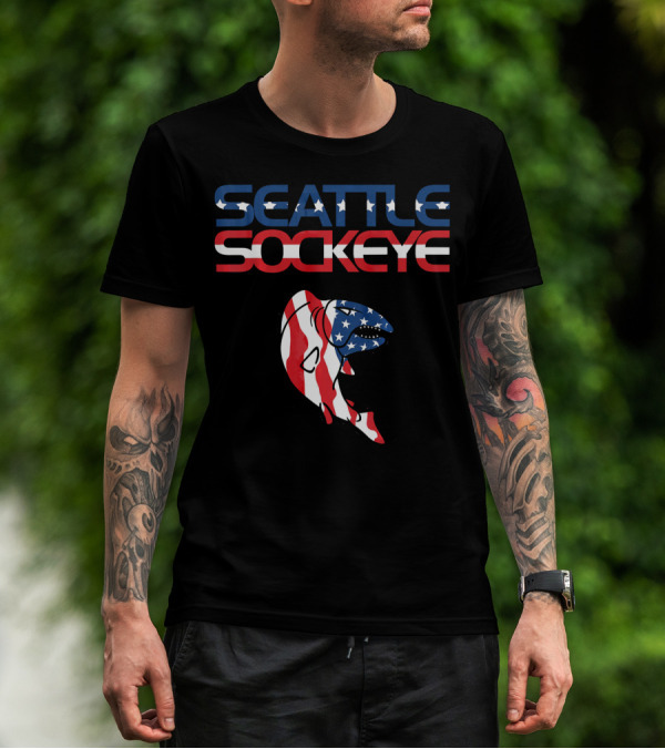 Seattle Sockeye American Flag 4th Of July T-Shirt