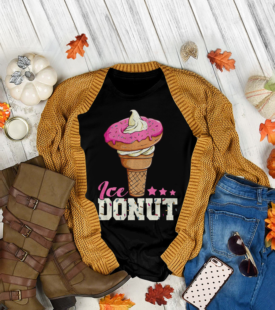 Ice Donut Funny Ice Cream Donut Summer T-Shirt