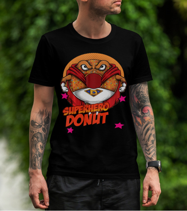 Superhero Donut I Love Donuts SuperDonut Comic Style Fun T-Shirt