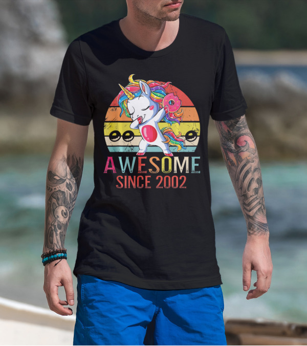 Awesome Unicorn Dabbing Donut Since 2002 T-Shirt