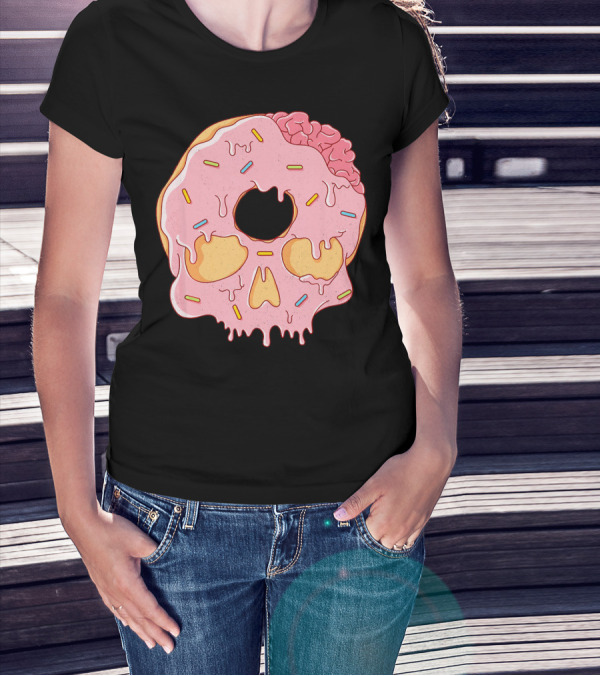 Donut Skull With Sprinkles And Brain Drip T-Shirt