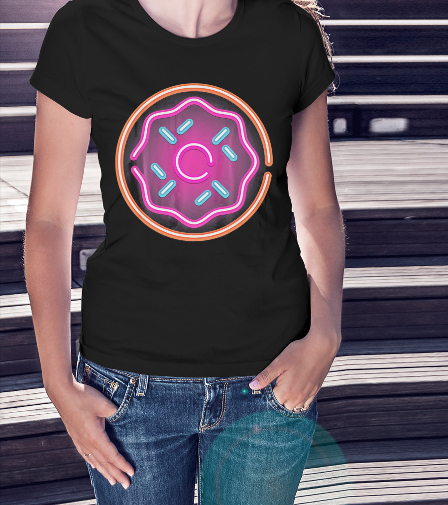 Retro Neon Doughnut Food Sign For Donut Lover T-Shirt