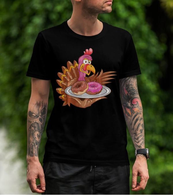 Cute Turkey Serving Donuts T-Shirt