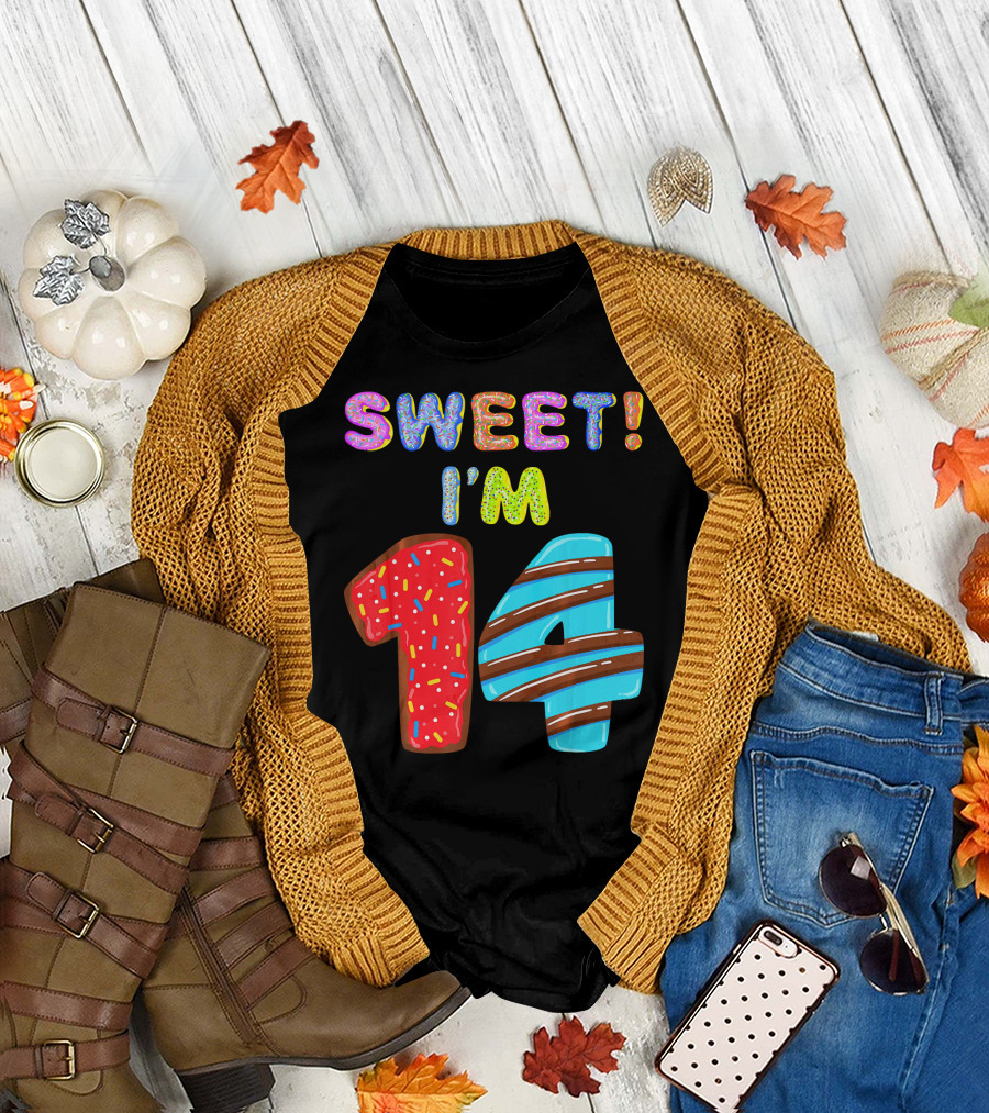 Sweet I'm 14 Birthday Donut Sprinkles Fun T-Shirt