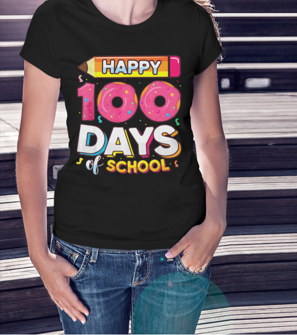 Happy 100 Days Of School Funny Donut T-Shirt