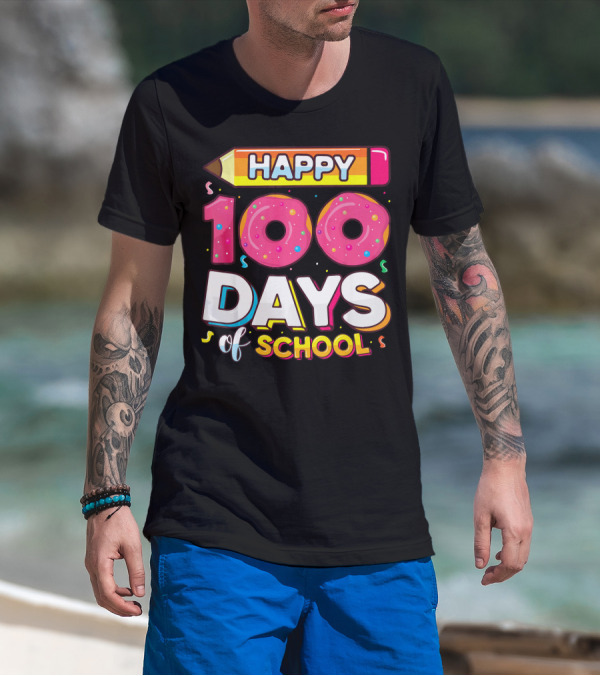 Happy 100 Days Of School Funny Donut T-Shirt