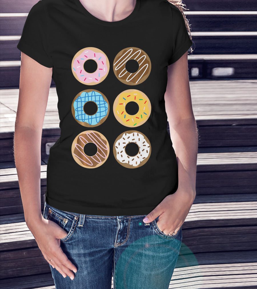 Cute Donut 6 Fun Sprinkled Doughnuts Delight T-Shirt