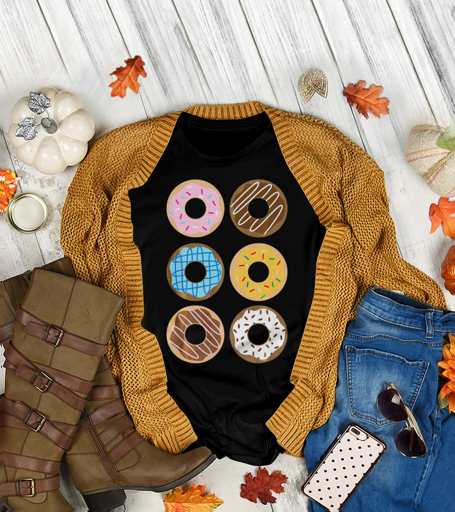 Cute Donut 6 Fun Sprinkled Doughnuts Delight T-Shirt
